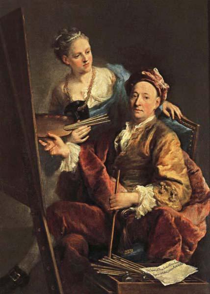 Georges desmarees Self-Portrait wiht his Daughter,Maria Antonia oil painting image